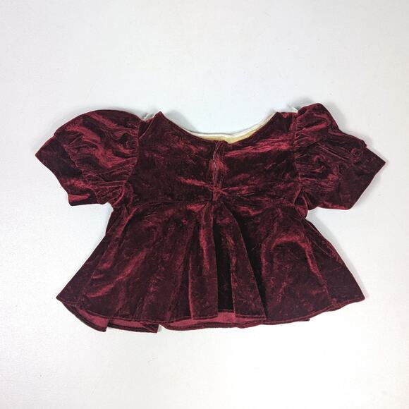 Vtg Handmade Blouse Top Girls Sz 2-3T Burgundy Velour Christmas Holiday Flowy - Picture 3 of 4